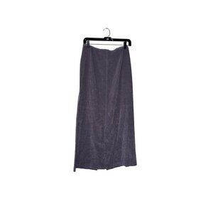 Norton McNaughton Vintage Women's Grey Faux Suede Midi Skirt Sz 10 Back Slit